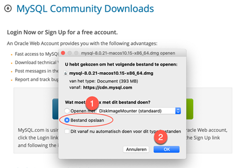 macOS MySQL Community Server Bestand opslaan